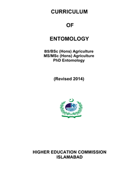 Curriculum of Entomology