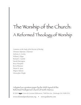 A Reformed Theology of Worship