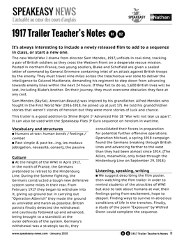 1917 Trailer Teacher's Notes