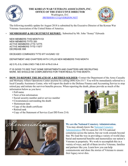 1 the Korean War Veterans Association, Inc. Office Of