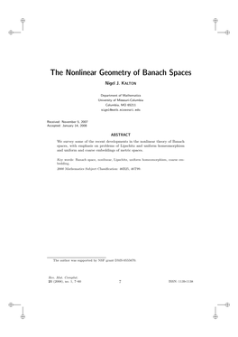 The Nonlinear Geometry of Banach Spaces