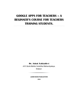 Google Apps for Teachers – a Beginner’S Course for Teachers Training Students
