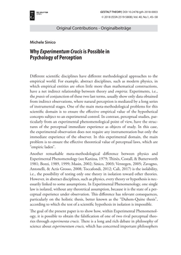 Why Experimentum Crucisis Possible in Psychology of Perception