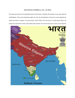 THE MAURYA EMPIRE (C. 324 – 187 BCE)