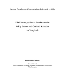 Die Führungsstile Der Bundeskanzler Willy Brandt Und Gerhard Schröder Im Vergleich