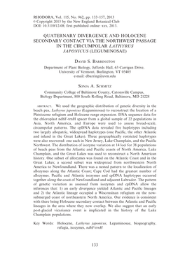 Barrington, D.S. and S.A. Schmitz. 2013. Quaternary Divergence And