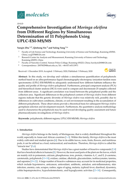 Comprehensive Investigation of Moringa Oleifera from Different