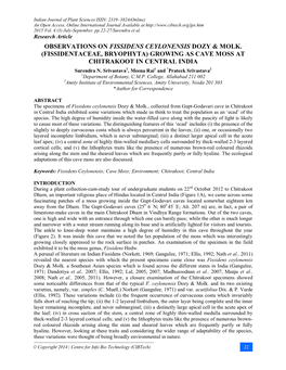 Observations on Fissidens Ceylonensis Dozy & Molk