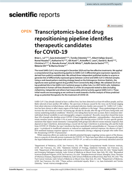 Transcriptomics-Based Drug Repositioning Pipeline Identifies