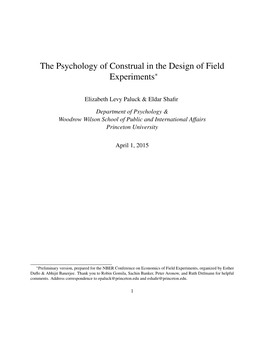 The Psychology of Construal in the Design of Field Experiments∗