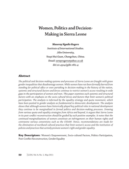 Women, Politics and Decision- Making in Sierra Leone