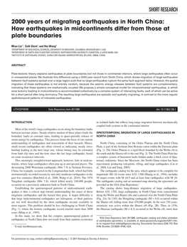 2000 Years of Migrating Earthquakes in North China: How Earthquakes in Midcontinents Differ from Those at Plate Boundaries