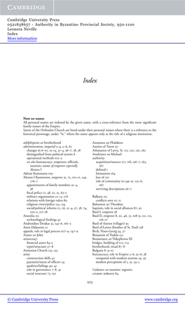 Authority in Byzantine Provincial Society, 950-1100 Leonora Neville Index More Information