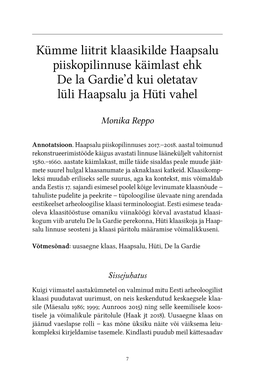 Kümme Liitrit Klaasikilde Haapsalu Piiskopilinnuse Käimlast Ehk De La Gardie’D Kui Oletatav Lüli Haapsalu Ja Hüti Vahel