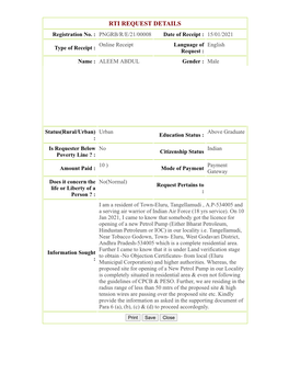 RTI REQUEST DETAILS Registration No