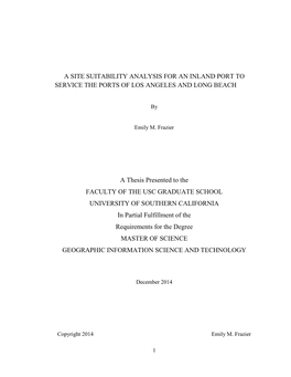 A Site Suitability Analysis for an Inland Port to Service the Ports of Los Angeles and Long Beach