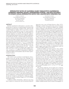 REPRODUCTIVE TACTICS of CALIFORNIA HALIBUT (PARALICHTHYS CALIFORNICUS) Calcofi Rep., Vol