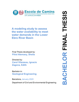 A Modeling Study to Assess the Water Availability to Meet Water Demands in the Lower Ebro River Basin