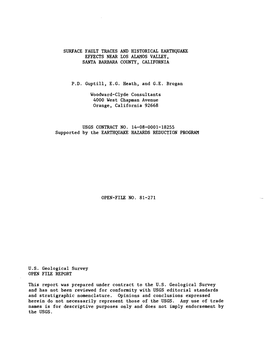 Surface Fault Traces and Historical Earthquake Effects Near Los Alamos Valley, Santa Barbara County, California