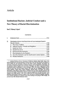 Institutional Racism: Judicial Conduct and a New Theory of Racial Discrimination