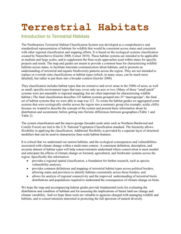 Terrestrial Habitats Introduction to Terrestrial Habitats
