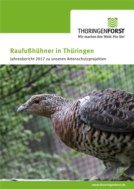 Raufußhühner in Thüringen Jahresbericht 2017 Zu Unseren Artenschutzprojekten