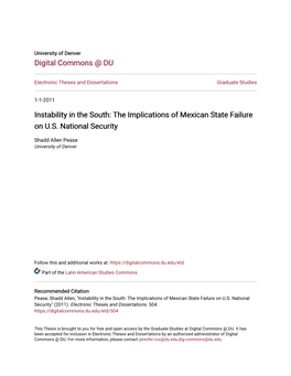 The Implications of Mexican State Failure on US National Security