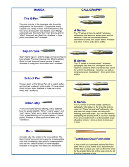 Japanese Nibs Fact Sheet