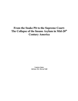 From the Snake Pit to the Supreme Court: the Collapse of the Insane Asylum in Mid-20Th Century America