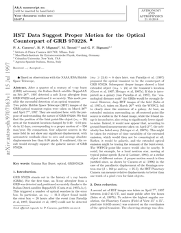 HST Data Suggest Proper Motion for the Optical Counterpart of GRB