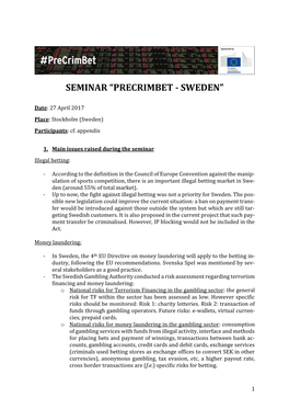 Seminar “Precrimbet - Sweden”