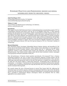 Funerary Practices and Personhood: Bronze Age Burial Assemblages from Tel Megiddo, Israel