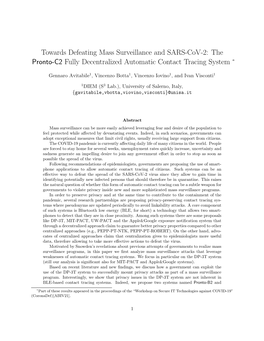 The Pronto-C2 Fully Decentralized Automatic Contact Tracing System *