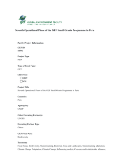 Global Environment Facility (GEF) Operations