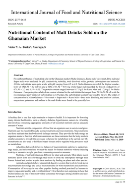 International Journal of Food and Nutritional Science Nutritional