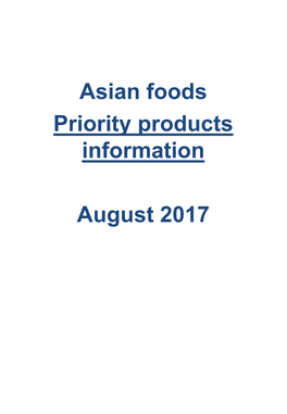 Asian Foods Priority Products Information August 2017