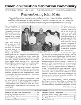 Remembering John Main Father John Was the Most Generous and Sane Person I Knew