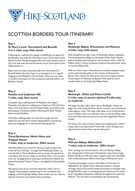 Scottish Borders TOUR ITINERARY