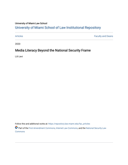 Media Literacy Beyond the National Security Frame