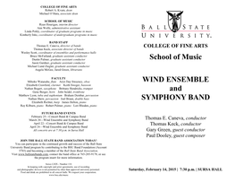 School of Music WIND ENSEMBLE and SYMPHONY BAND