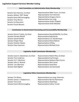 Legislative Support Services Member Listing