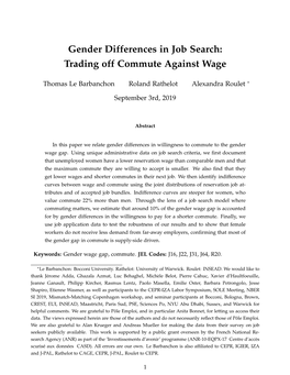 Gender Differences in Job Search: Trading Off Commute Against Wage