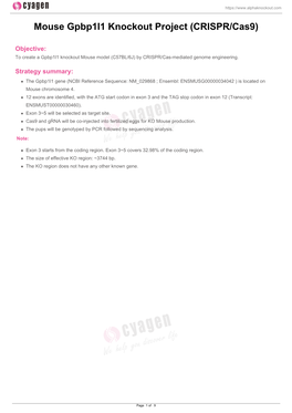 Mouse Gpbp1l1 Knockout Project (CRISPR/Cas9)