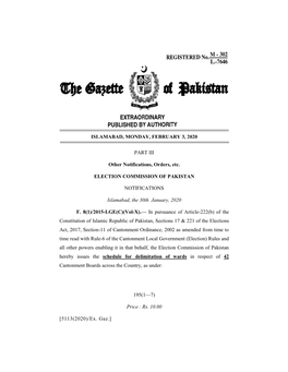 Part Iii] the Gazette of Pakistan, Extra., February 3, 2020 (1)195