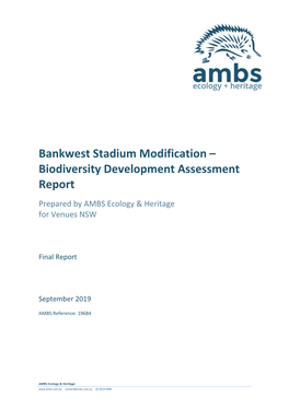 Bankwest Stadium Modification – Biodiversity Development Assessment Report