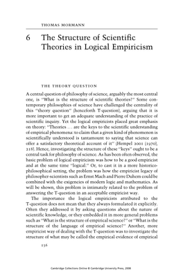 6 the Structure of Scientific Theories in Logical Empiricism
