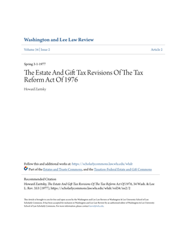 The Estate and Gift Tax Revisions of the Tax Reform Act of 1976