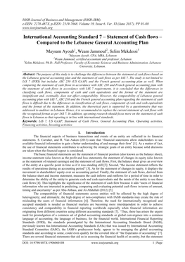 International Accounting Standard 7 – Statement of Cash Flows – Compared to the Lebanese General Accounting Plan