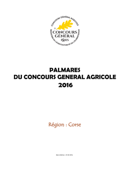 Palmarès Du Concours Général Agricole 2016