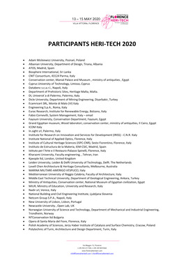 Participants Heri-Tech 2020